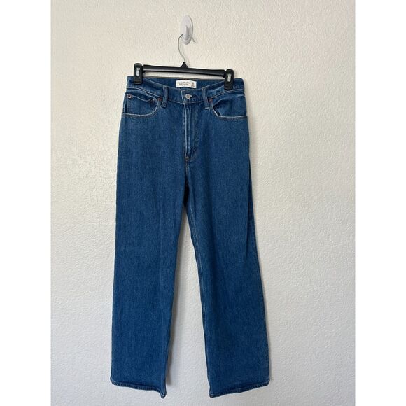 Abercrombie & Fitch The 90s Relaxed Jean High Rise Dark Blue Size 26/2 Short - Picture 2 of 7